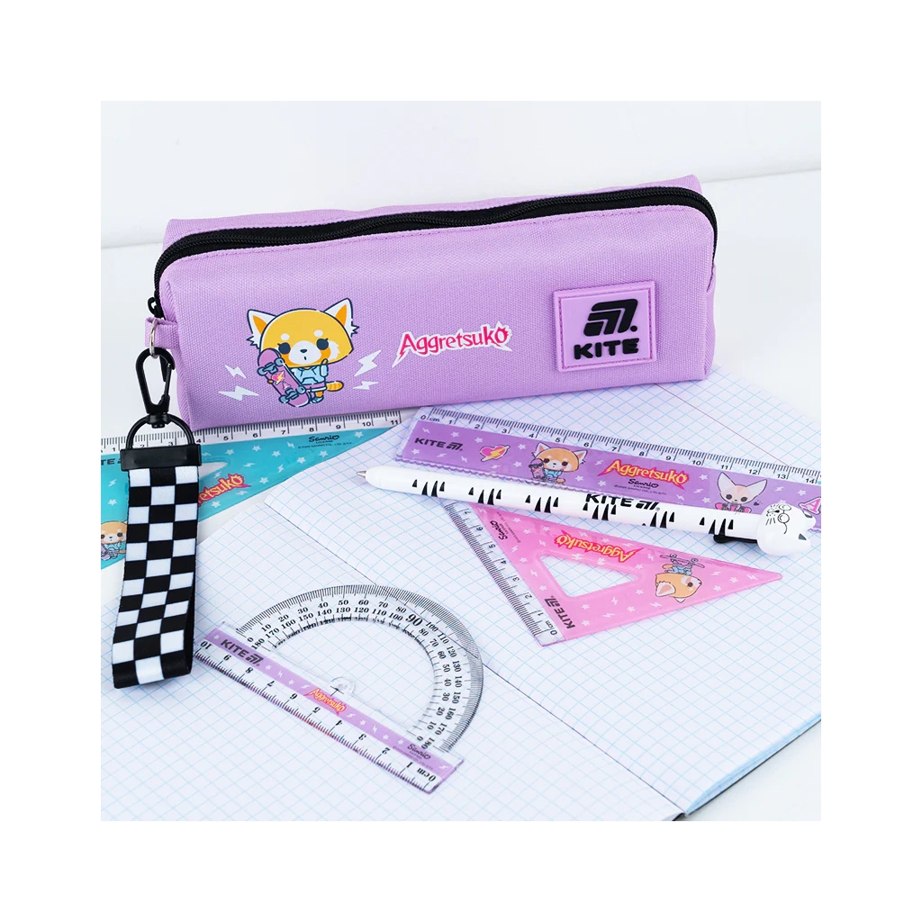Лінійка Kite набір: лінійка 15 см, 2 косинця, транспортир Aggretsuko (AR25-282) - изображение 3