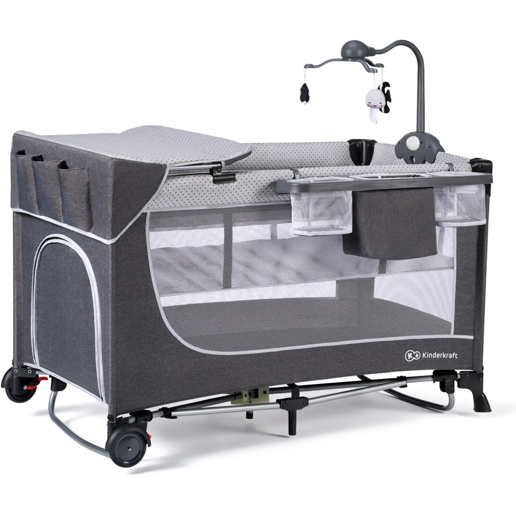 Дитячий манеж Kinderkraft кровать Leody с пеленатором Grey (5902533917952) - изображение 4