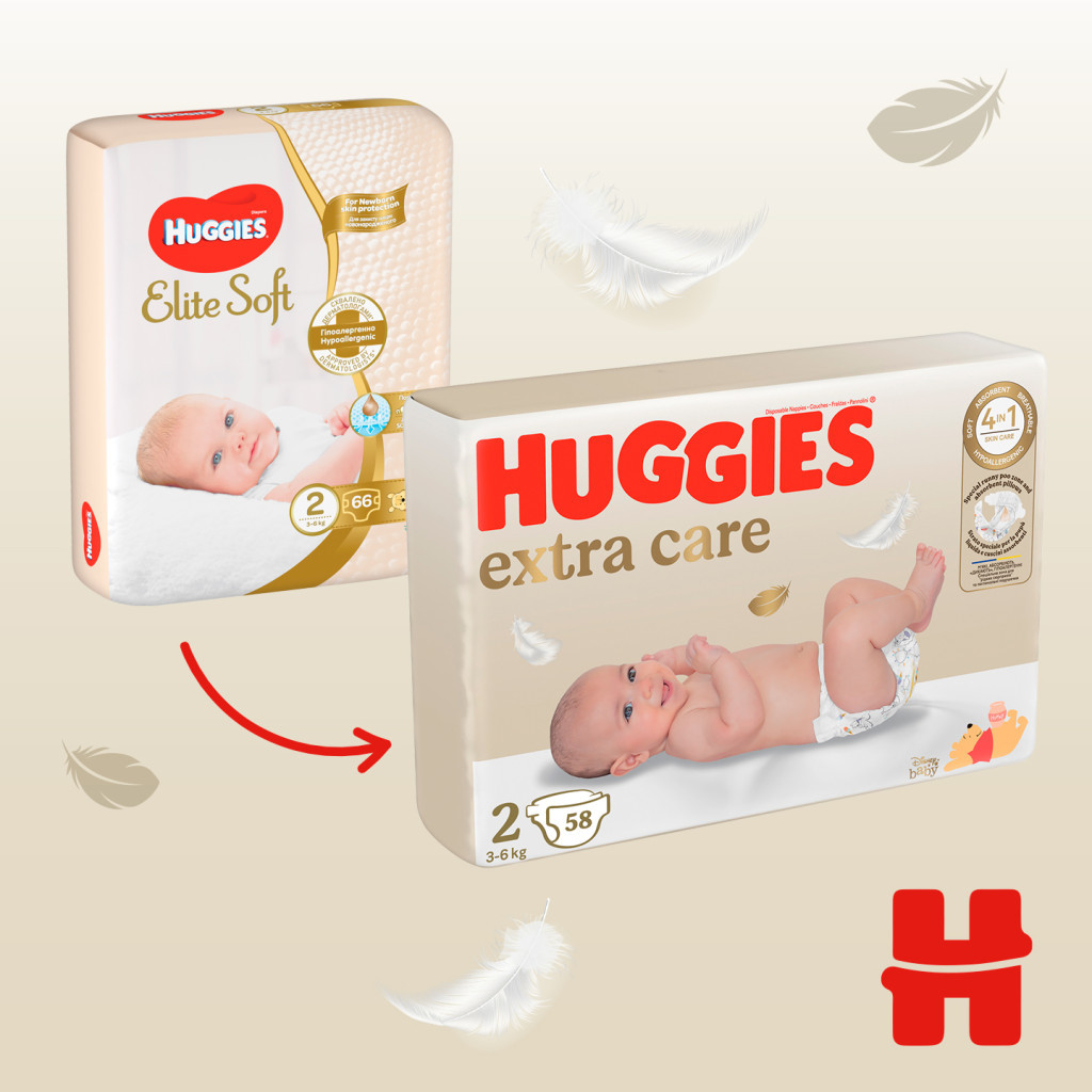 Підгузки Huggies Extra Care 2 (3-6 кг) 58 шт (5029053578071) - изображение 4