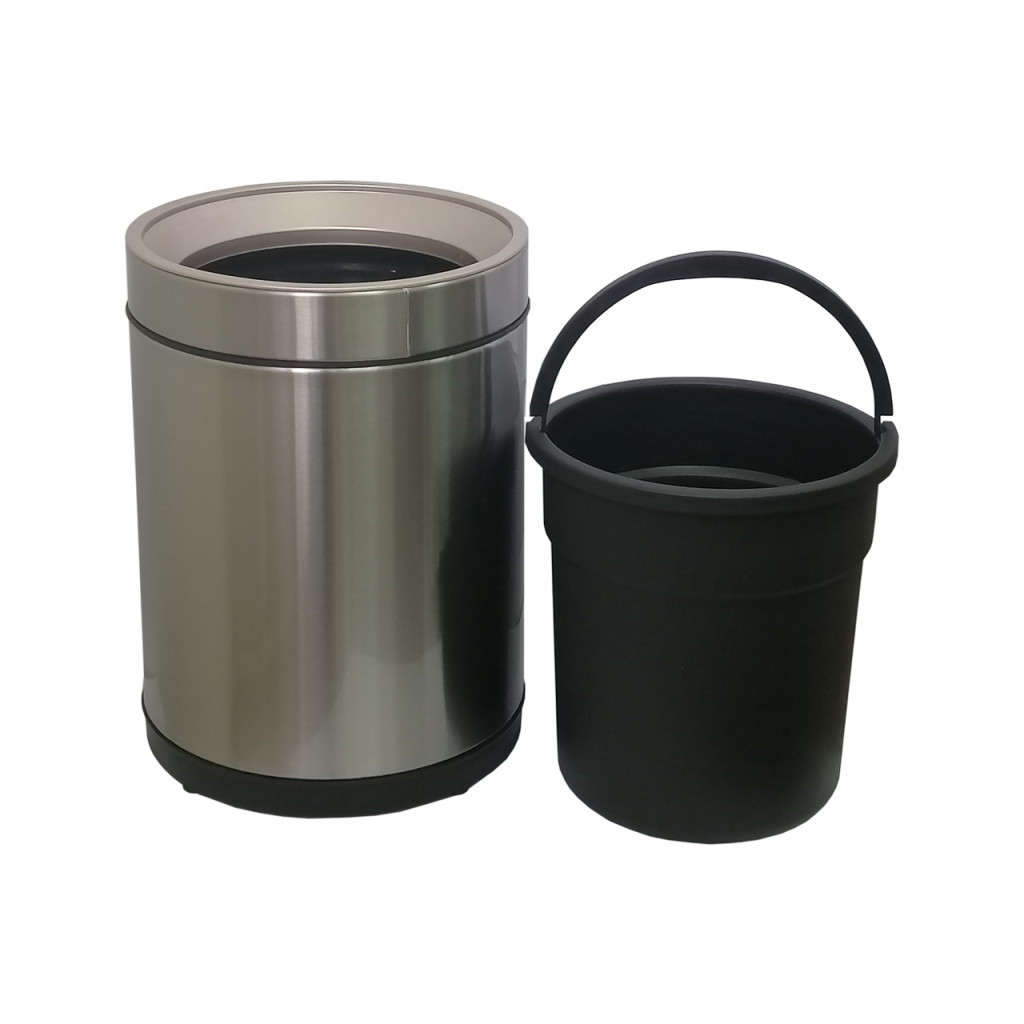 Контейнер для сміття JAH круглий без кришки з внутрішнім відром срібний металік 10 л (7039) - изображение 4