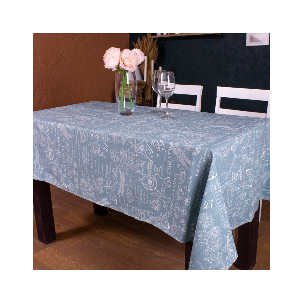 Скатертина MirSon Рогожа №211 Green Birds 130x130 см (2200006738244) - зображення 1