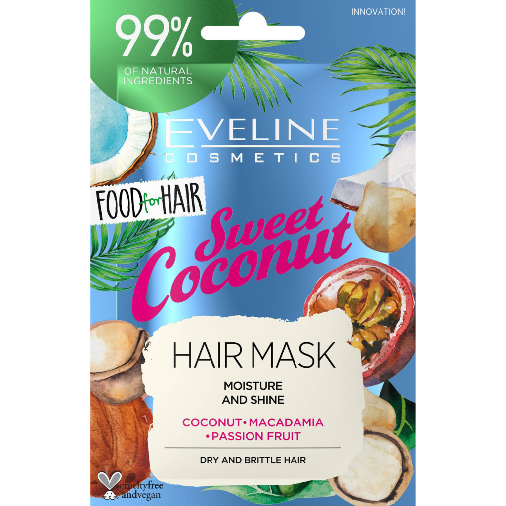 Маска для волосся Eveline Cosmetics Food For Hair Sweet Coconut 20 мл (5903416002567) - зображення 1