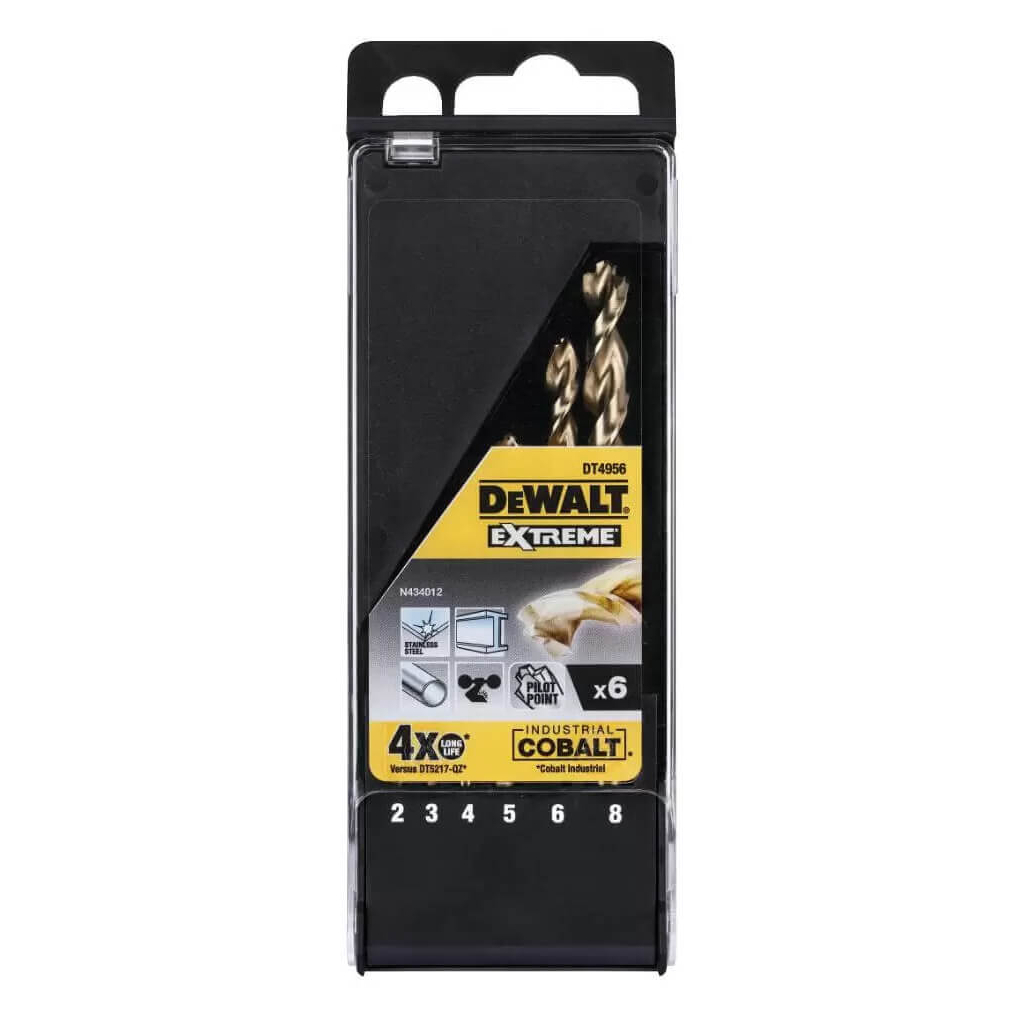 Набір свердл DeWALT по металлу EXTREME INDUSTRIAL COBALT HSS-Co, 6 шт, кейс (DT4956) - зображення 1