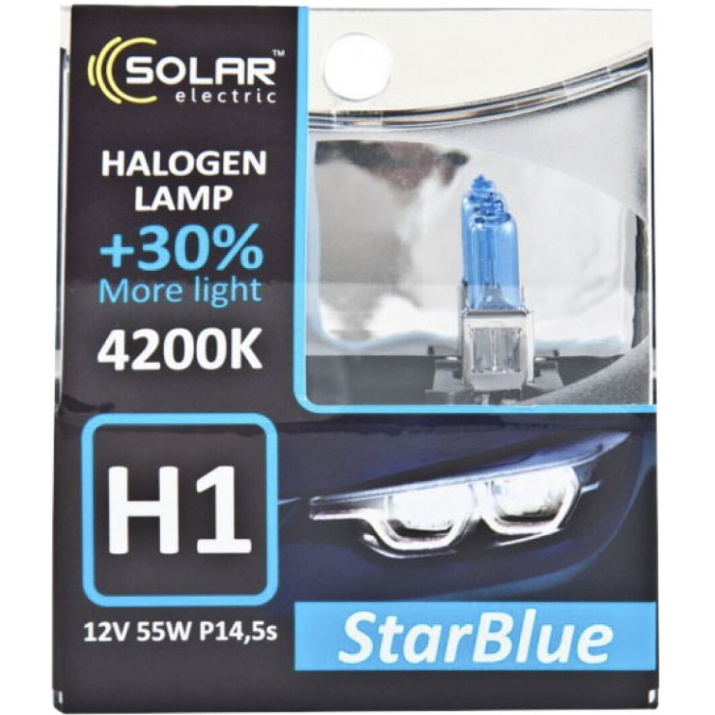 Автолампа SOLAR H1 12V 55W P14,5s StarBlue 4200K (1241S2) - зображення 2
