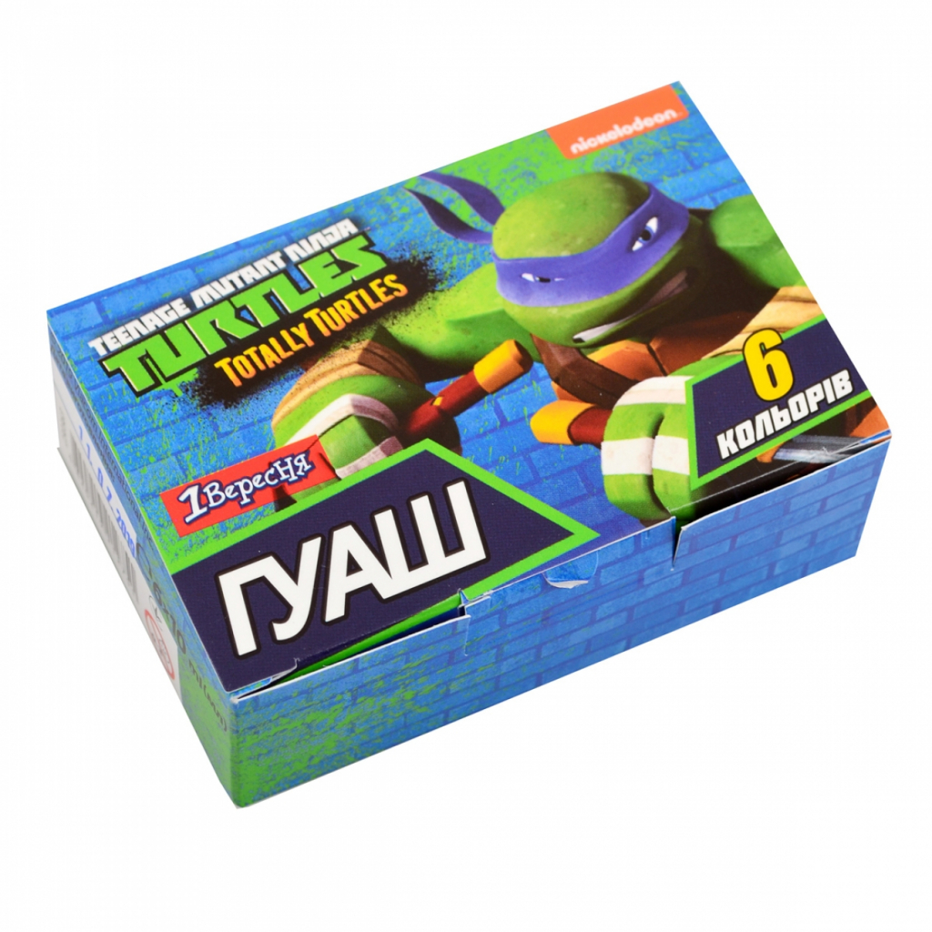 Гуашеві фарби 1 вересня Ninja Turtles 6 кол. 10 мл (230363) - зображення 1
