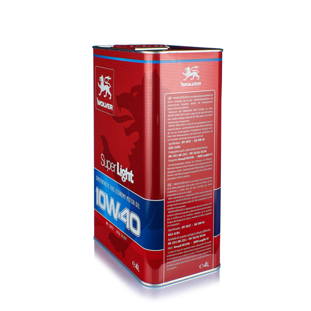 Моторна олива Wolver Super Light 10W-40, 4л (4260360940033) - изображение 3
