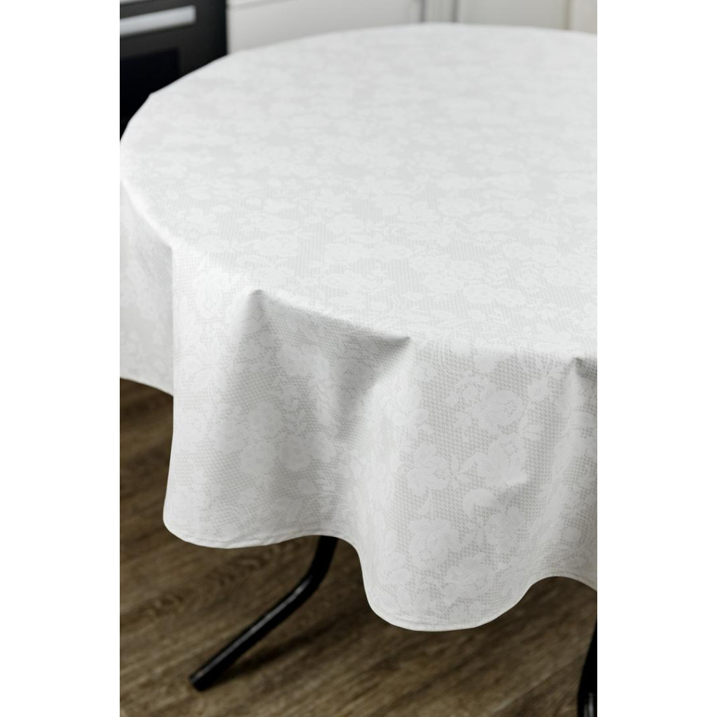 Скатертина Прованс непромокаюча Simfoni Мереживо на білому D-180 см (033835) - зображення 5