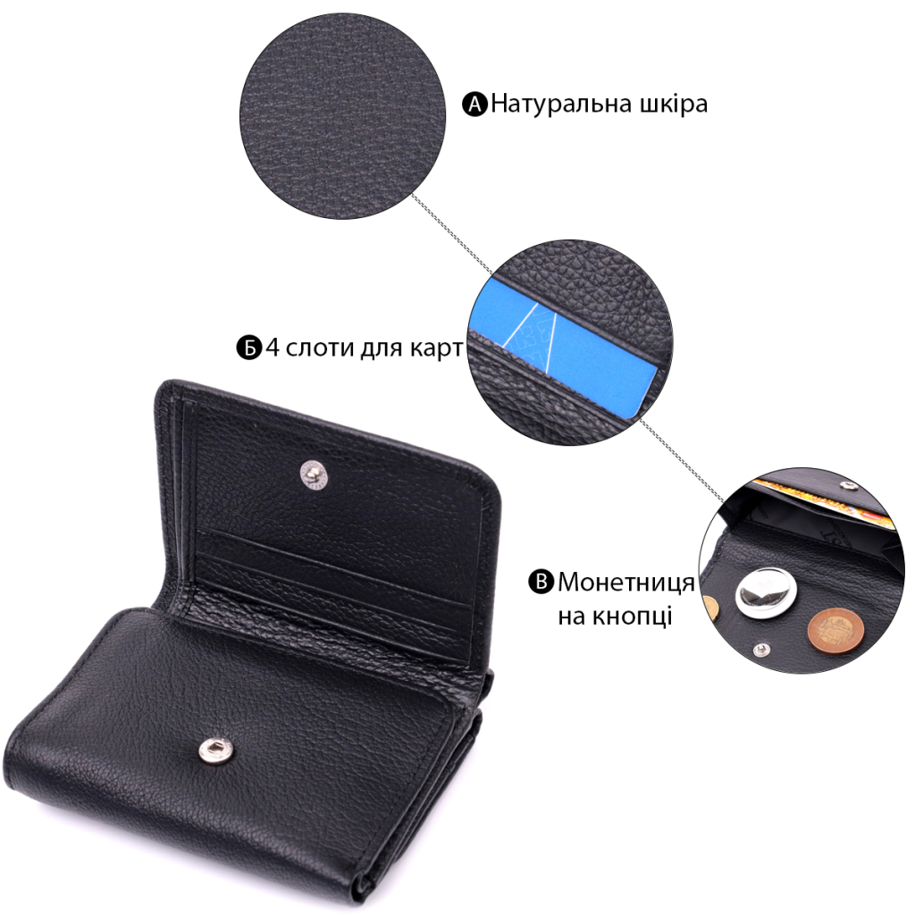 Гаманець ST Leather З натуральної шкіри Чорний (19477) - зображення 4