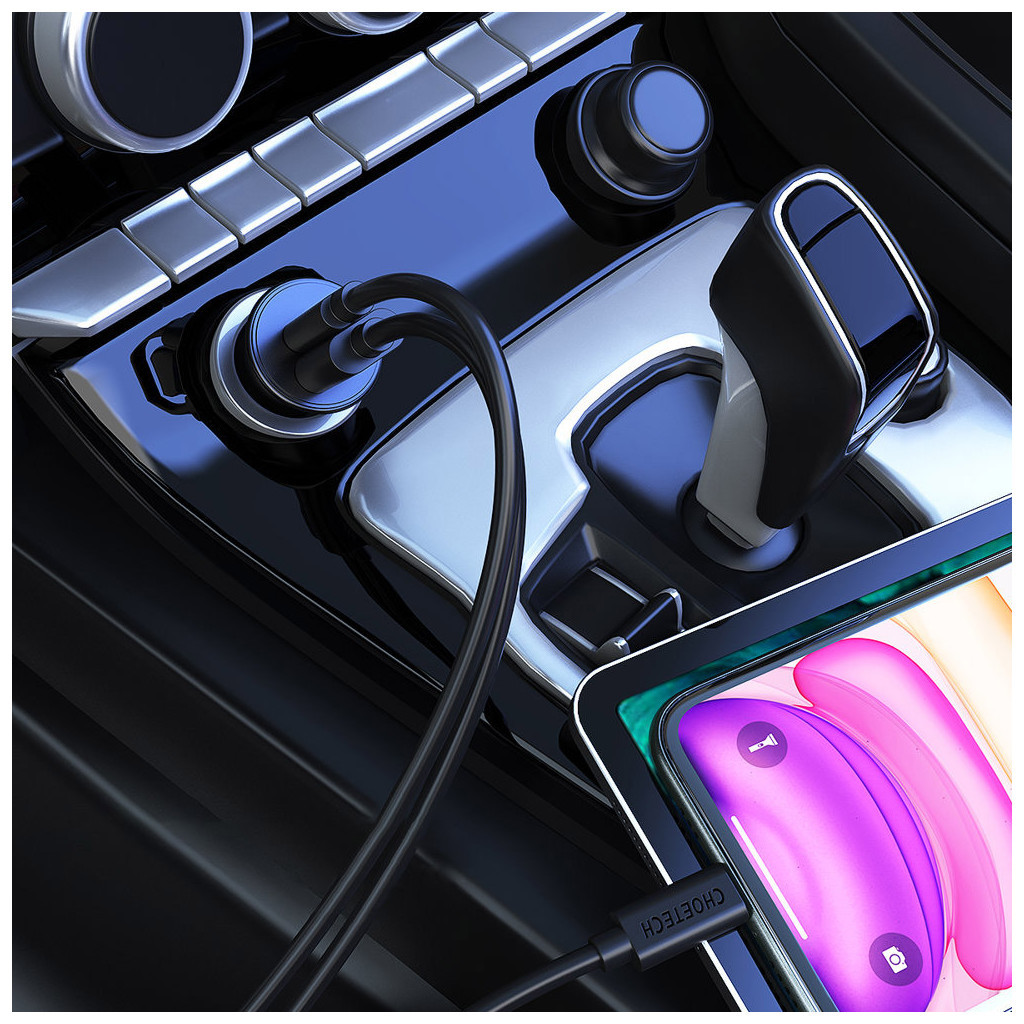 Зарядний пристрій Choetech Car USB-A/USB-C 30W QC3.0/PD (TC0006-V2-BK) - зображення 9