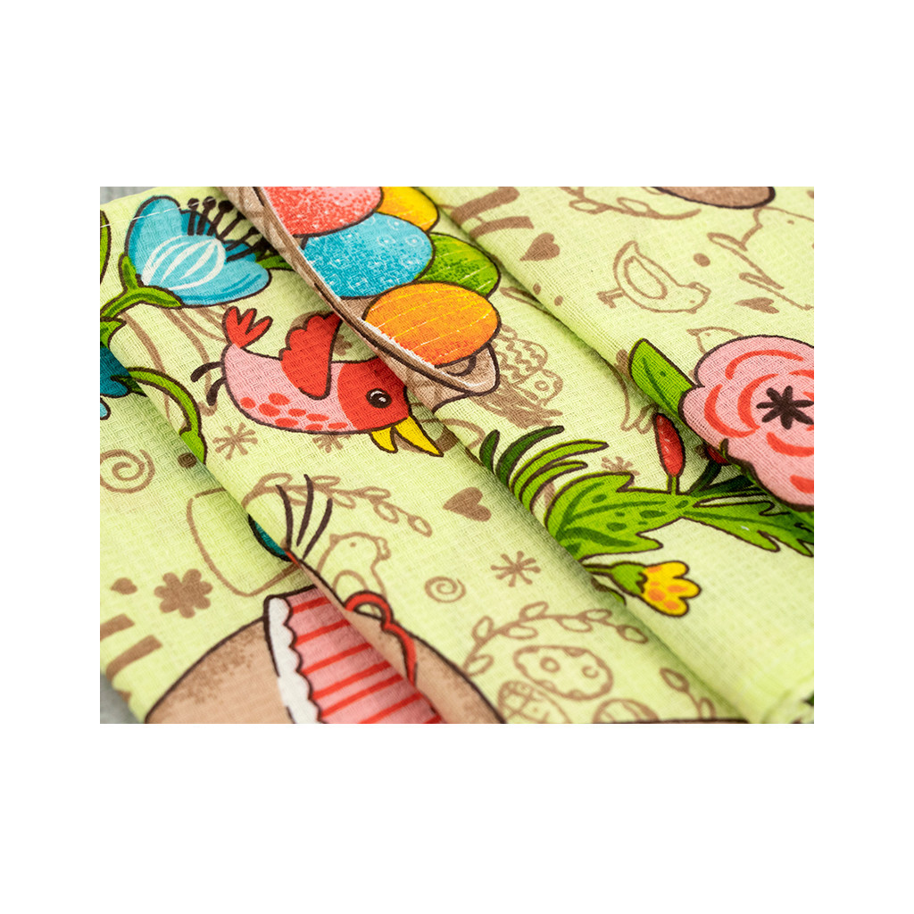 Рушник Руно Набір вафельних Великодні Зайчики з писанкою салатовий 45х60 см 3 шт (710Т_Великодні Зайчики з писанкою салатовий) - изображение 4