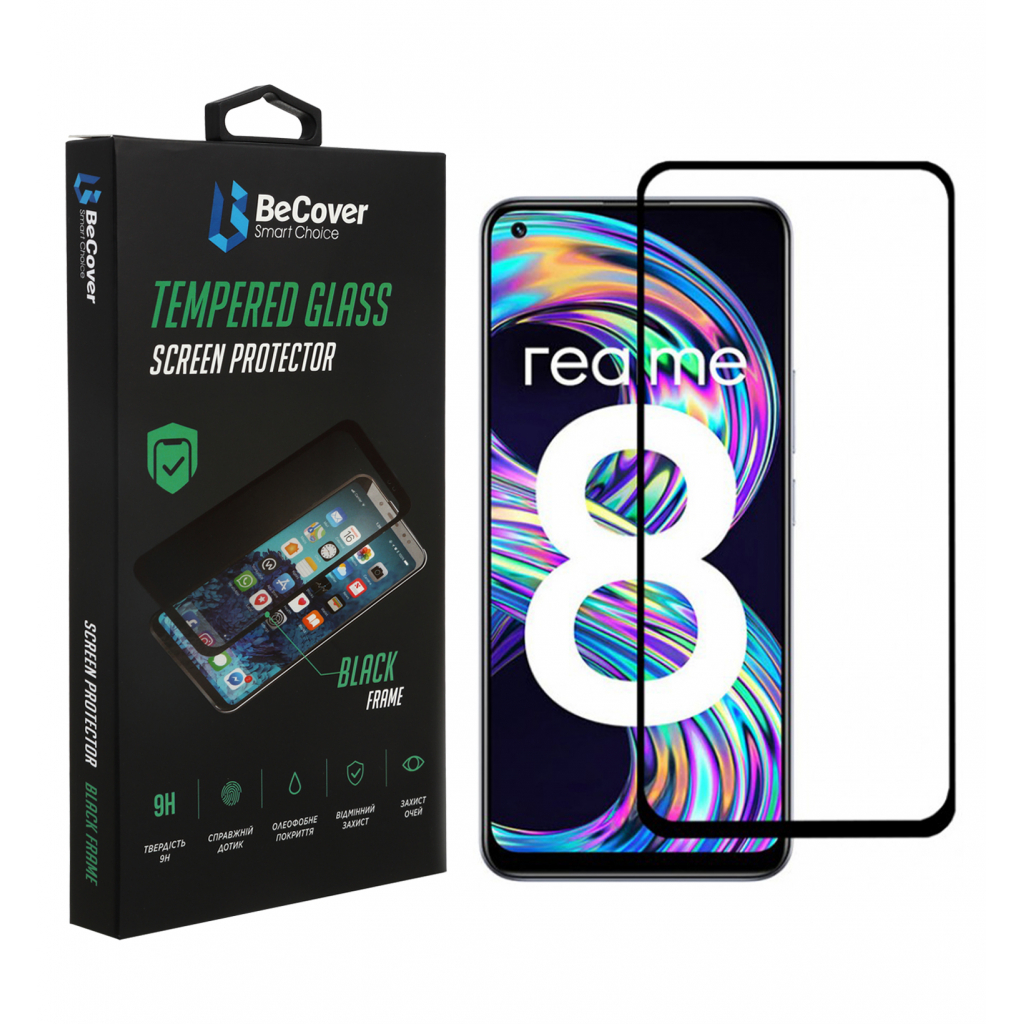 Скло захисне BeCover Realme 8 / 8 Pro Black (706684) - зображення 1