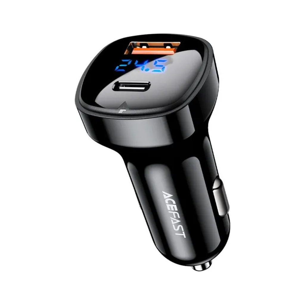 Зарядний пристрій Acefast 2xUSB 66W (USB-C + USB-A) B4 with digital display (6974316280392) - зображення 1