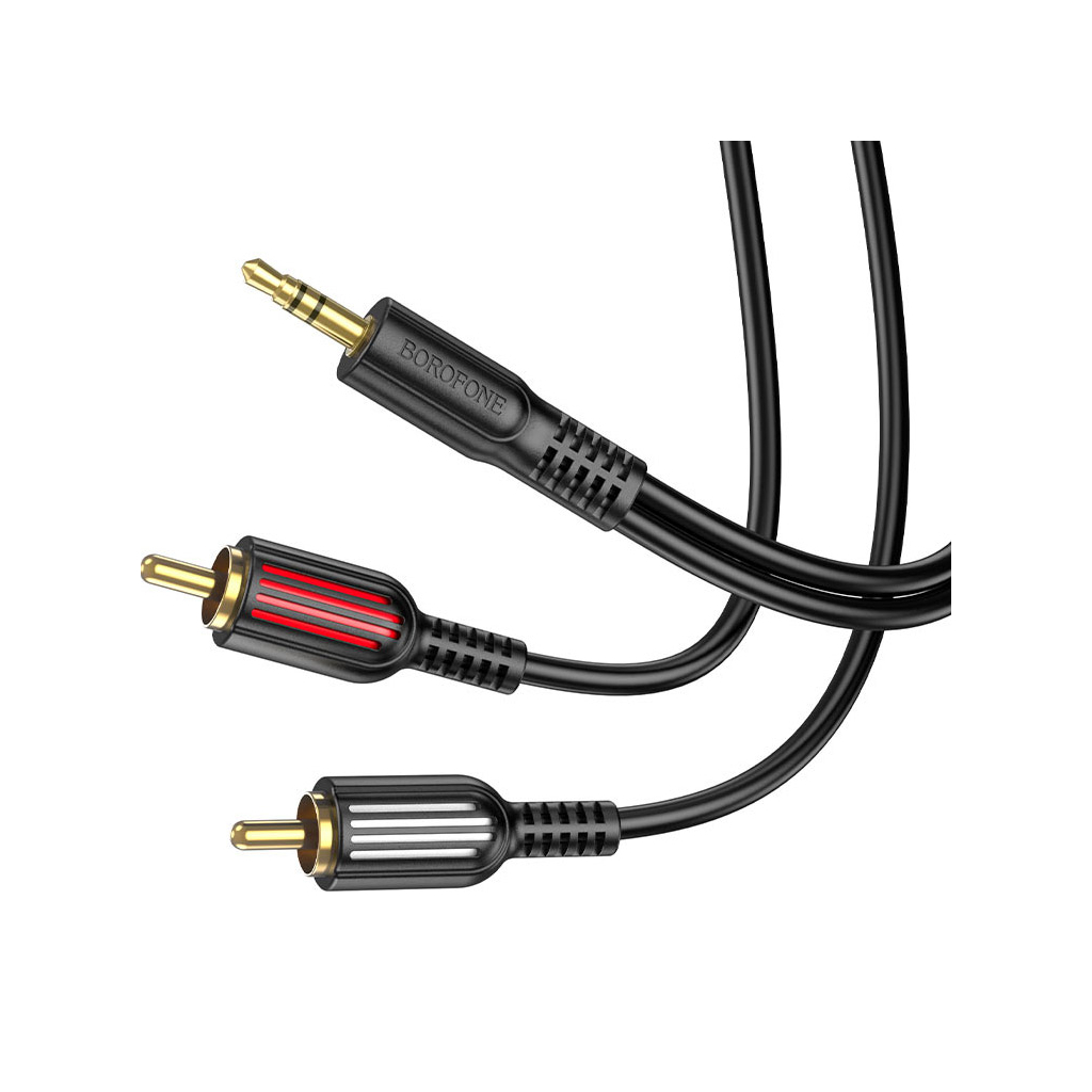 Кабель мультимедійний 3.5mm M to 2xRCA 1.5m Black BOROFONE (6974443382204) - изображение 1