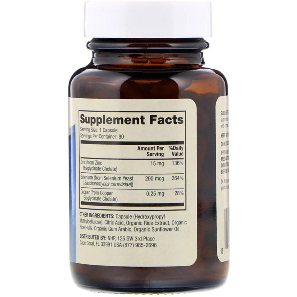 Мінерали Dr. Mercola Цинк і Селен, Zinc plus Selenium, 90 капсул (MCL-03152) - зображення 2