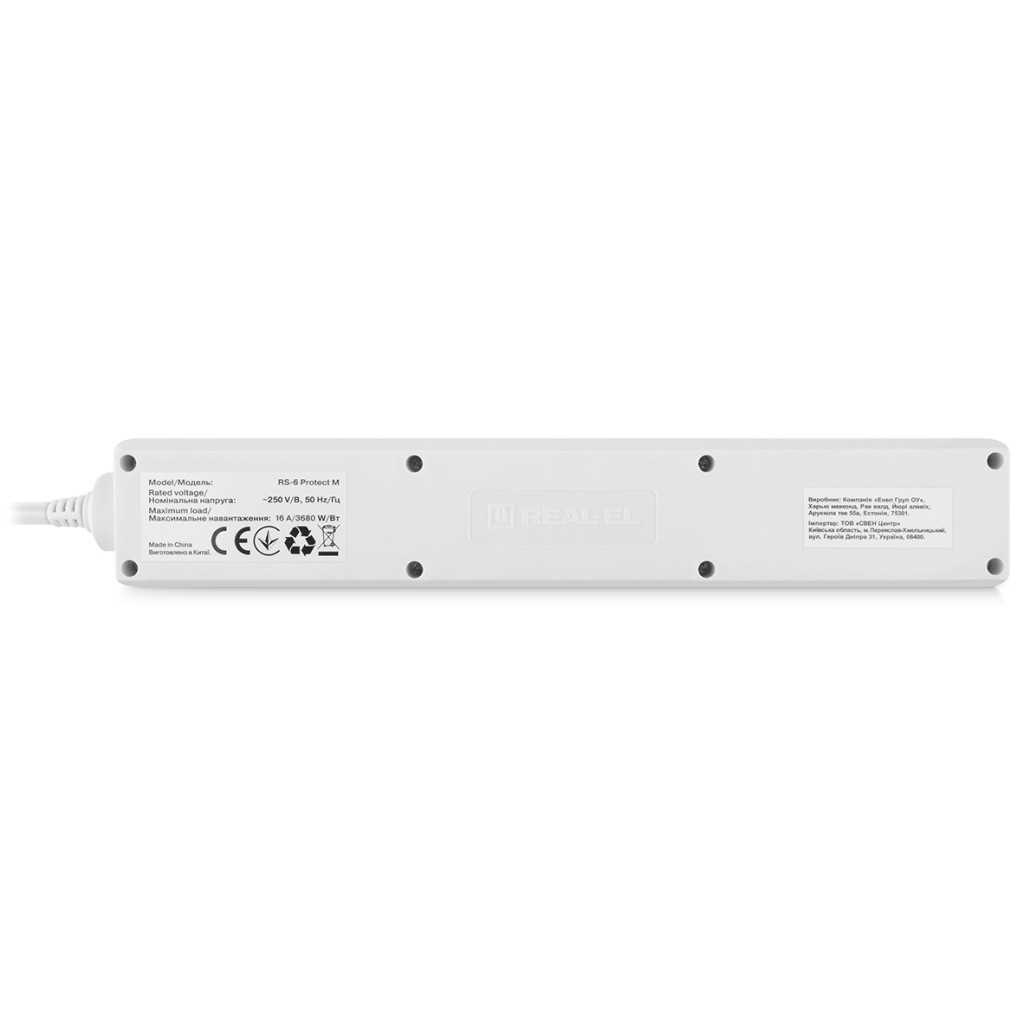 Мережевий фільтр живлення REAL-EL RS-6 Protect M 5m, white (EL122300035) - зображення 8