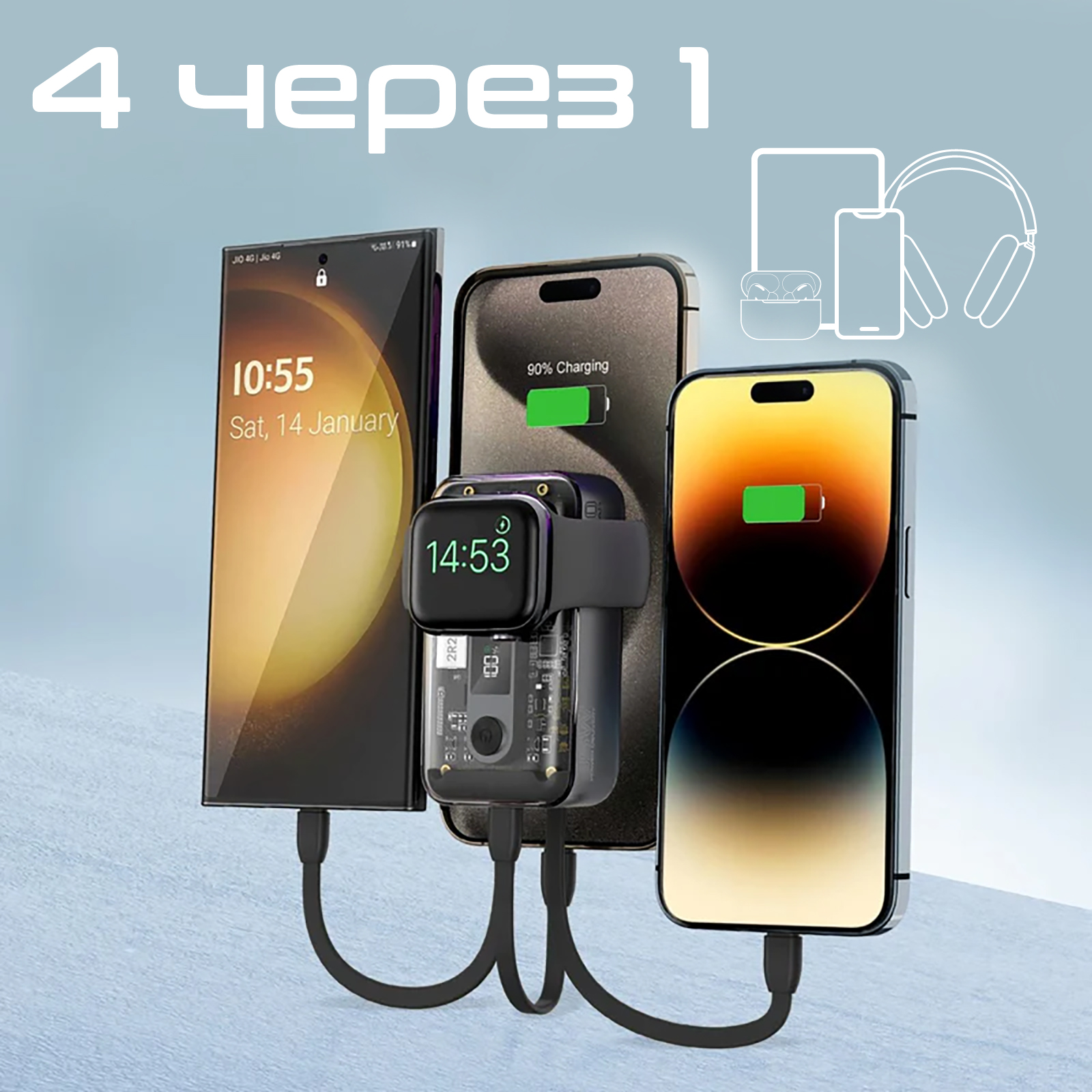 Універсальна мобільна батарея Promate Mavrix 10000mAh 35W Black - изображение 3