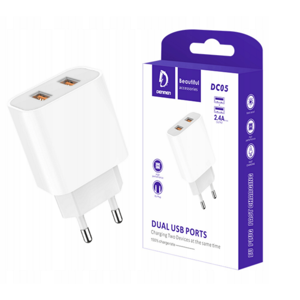 Зарядний пристрій Denmen 2xUSB 2.4A white (DM-DC05-WH) - зображення 4
