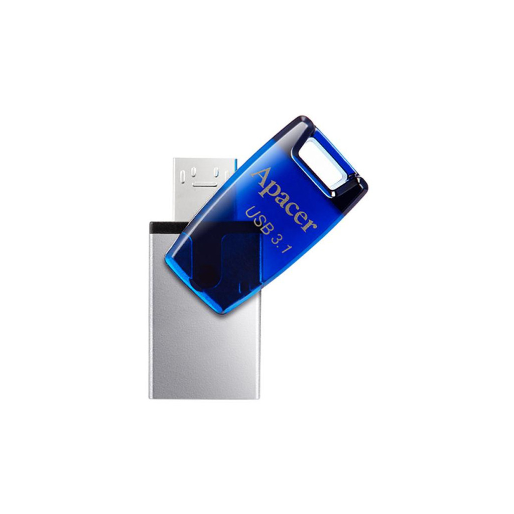 USB флеш накопичувач Apacer 8GB AH179 Blue USB 3.1 OTG (AP8GAH179U-1) - зображення 3