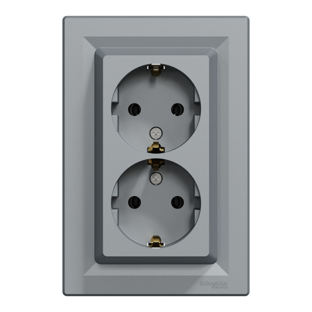 Розетка Schneider Electric ASFORA із заземленням подвійна сталь 16А (EPH9900162) - изображение 1