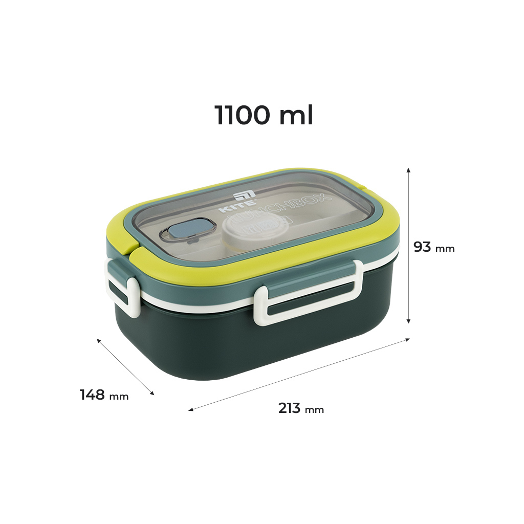 Ланч-бокс Kite з розділювачем 1100 мл, зелений (K25-1182-3) - зображення 2