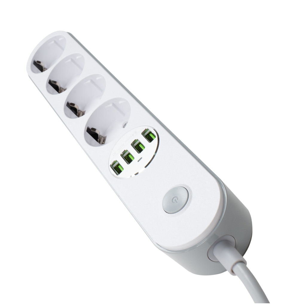 Мережевий фільтр живлення ColorWay CW-CHE44W, 4 розетки/4USB White 2M (CW-CHE44W) - зображення 5