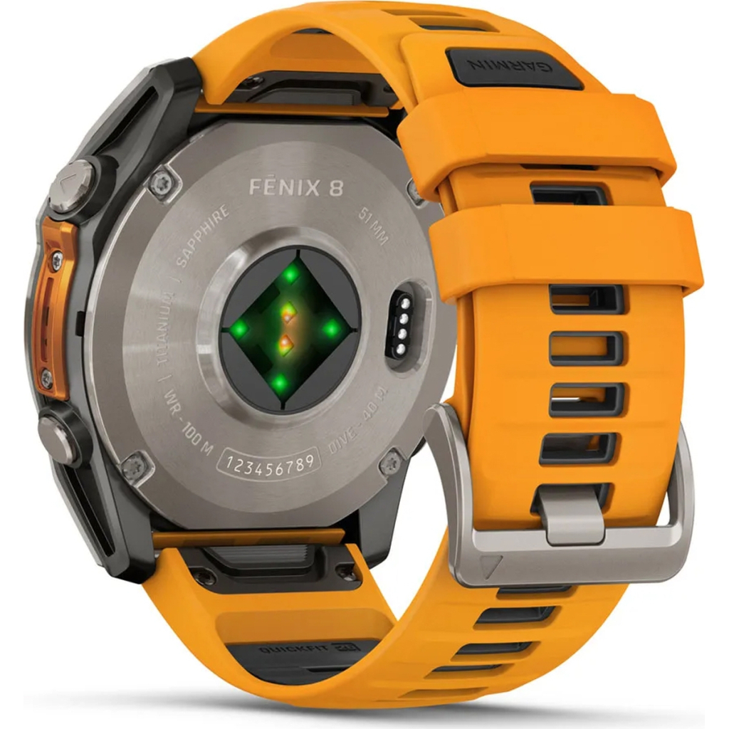 Смарт-годинник Garmin fenix 8 51mm, AMOLED, Saph, Ti/Bare/Grpht, SparkOrg/GrphtBd, (010-02905-11) - изображение 6
