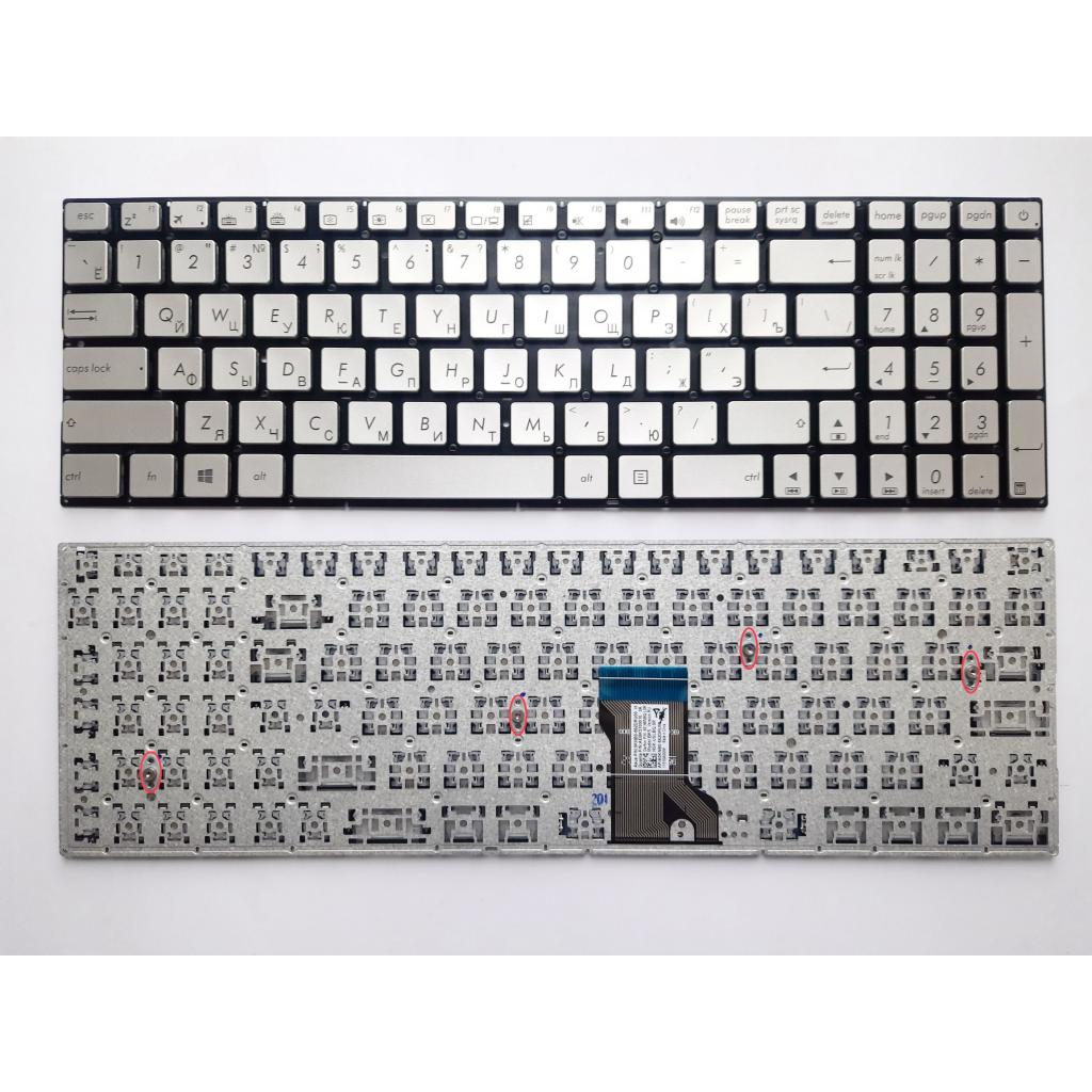 Клавіатура ноутбука ASUS N501J/N501JW/N501V/N501VW сріб RU (A46153) - зображення 1