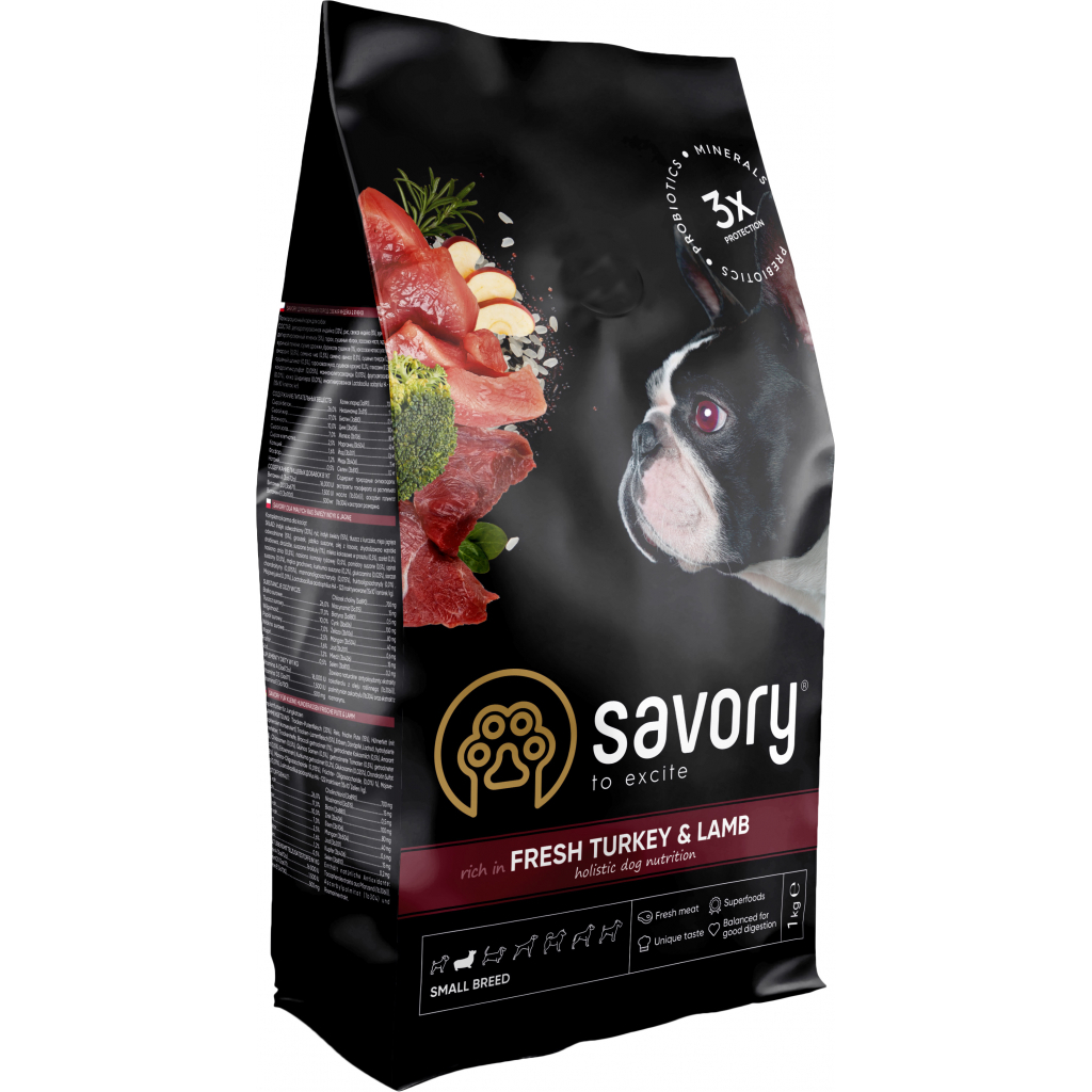 Сухий корм для собак Savory Small Breed rich in Fresh Turkey and Lamb 1 кг (4820232630341) - зображення 1