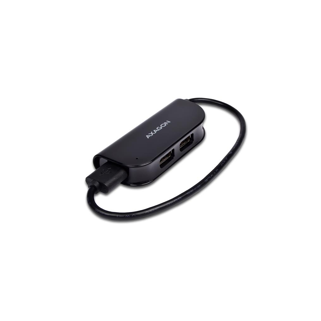 Концентратор AXAGON USB 2.0 to 4xUSB 2.0 0.2m black (HUE-X4B) - зображення 3
