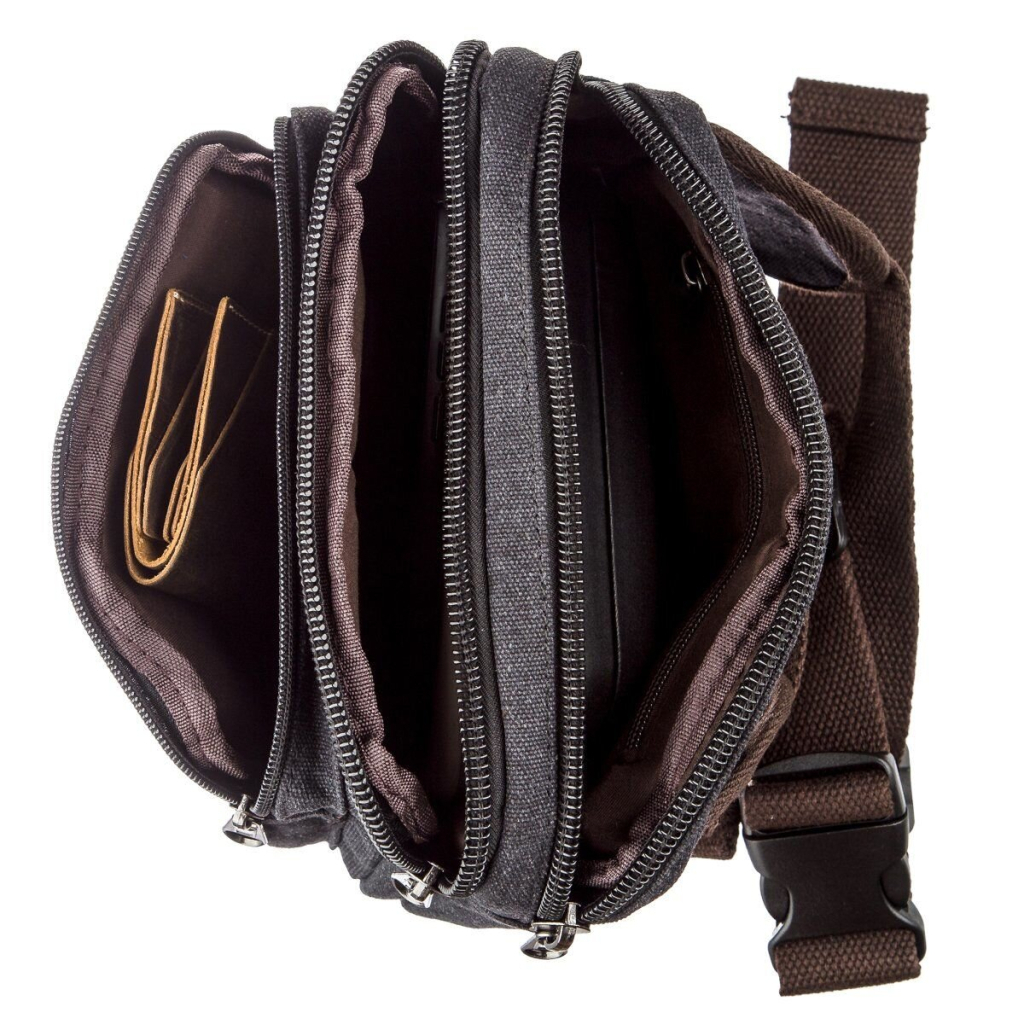 Сумка Vintage Бананка текстильна на пояс Чорна (20159) - зображення 6