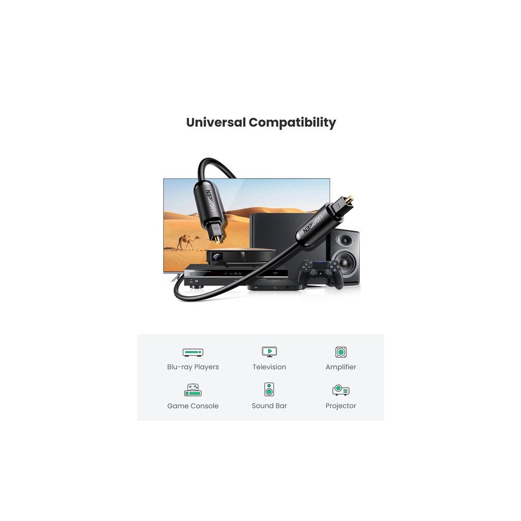 Кабель мультимедійний Optical Toslink 2.0m AV122 black Ugreen (70892) - picture 2