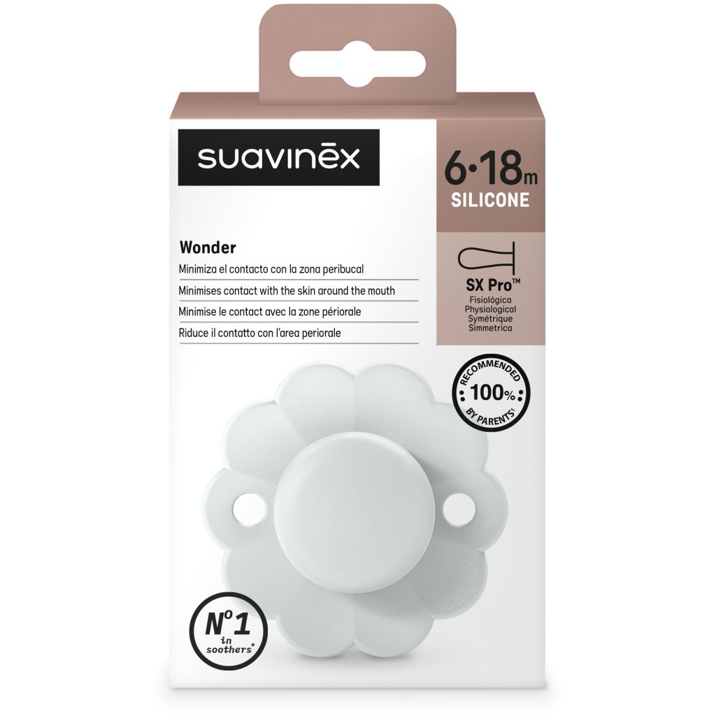 Пустушка Suavinex Wonder фізіологічна, 6-18 місяців, світло-блакит (308387) - зображення 3