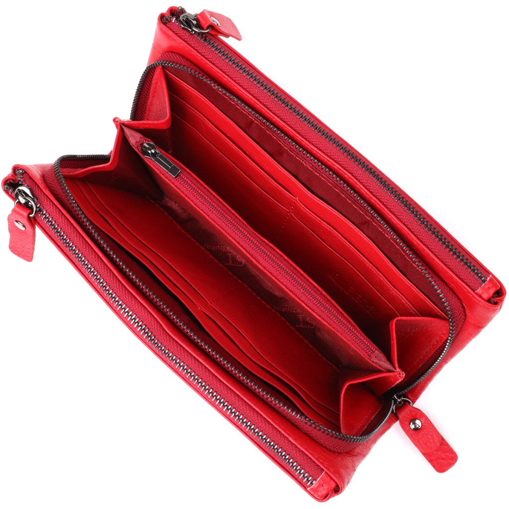 Гаманець ST Leather Шкіряний на три відділення Червоний (23109) - зображення 6