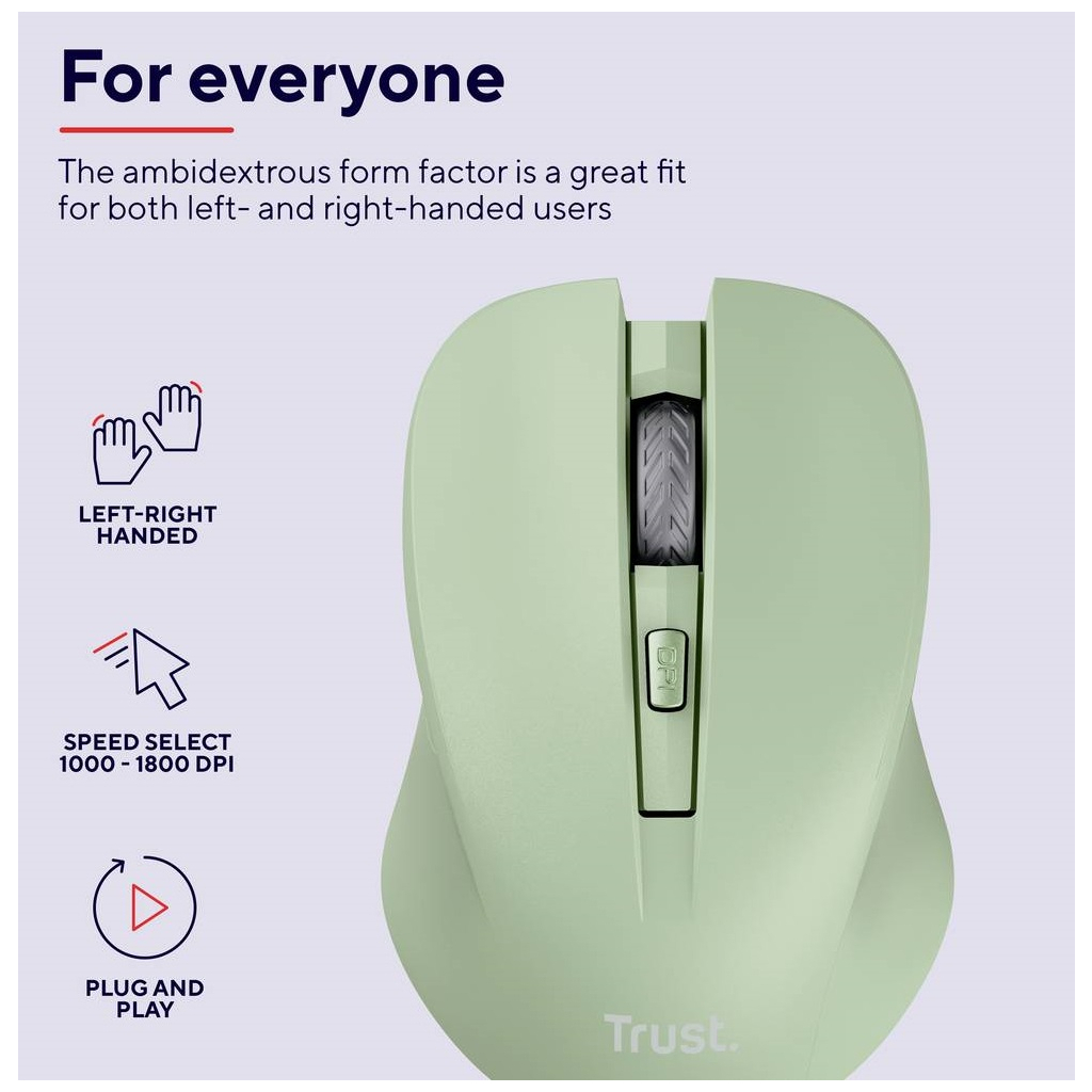 Мишка Trust Mydo Silent Wireless Green (25042) - зображення 7