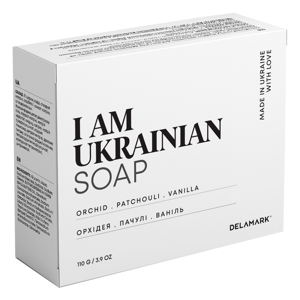 Тверде мило DeLaMark I Am Ukrainian Орхідея-Пачулі-Ваніль 110 г (4820152333308) - зображення 1
