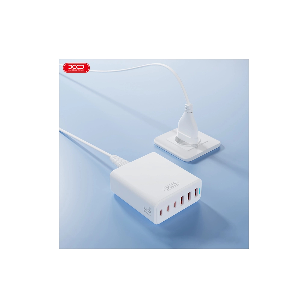 Зарядний пристрій XO L133 3xUSB-A + 3xUSB-C 75W White (L133.white) - зображення 3