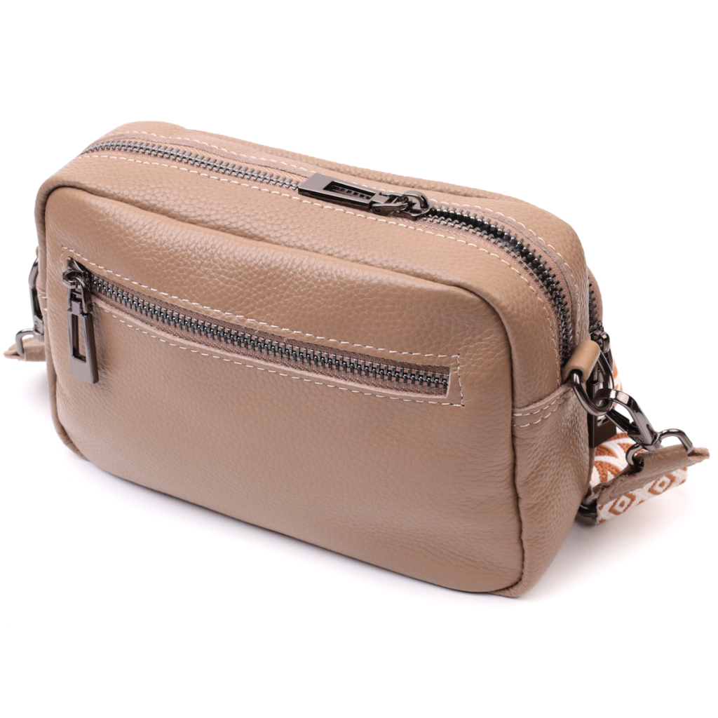 Сумка Vintage Жіноча з накладною кишенею з натуральної шкіри Бежева (22638) - зображення 2