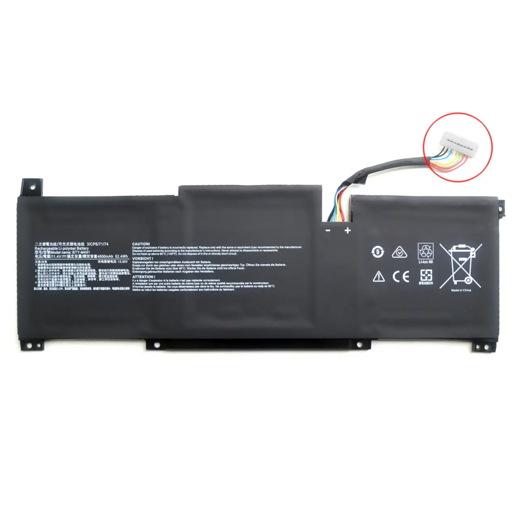 Акумулятор до ноутбука MSI BTY-M491, 4600mAh (52.4Wh), 3cell, 11.4V, Li-Pol AlSoft (A47921) - зображення 1