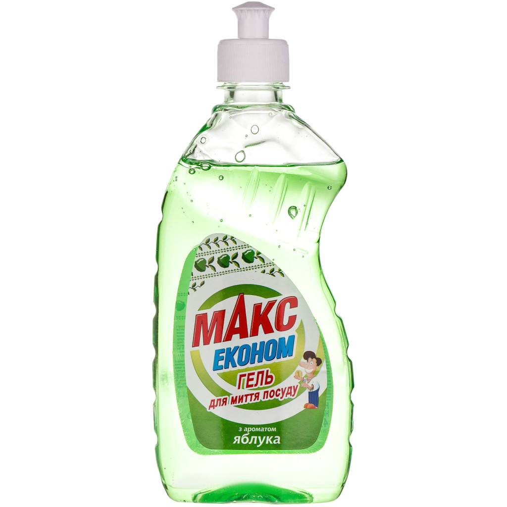 Засіб для ручного миття посуду Макс Економ Яблуко 450 мл (4820026413464) - зображення 1