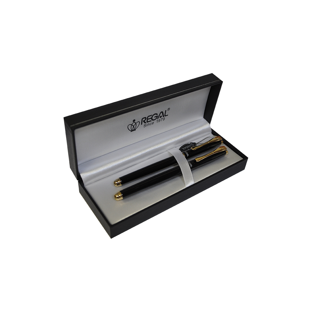 Ручка пір'яна Regal набір перо + ролер в подарунковому футлярі Чорний (R12223.L.RF) - зображення 1