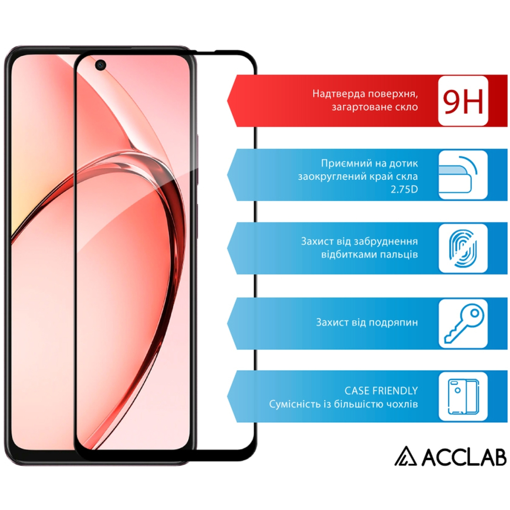 Скло захисне ACCLAB Full Glue Oppo A3x Black (1283126598890) - зображення 3