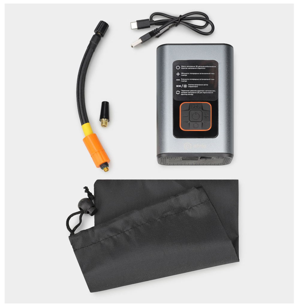 Автомобільний компресор ATRIA 60Вт 16л/хв, АКБ 4000мАг (MS22C-001) - зображення 4