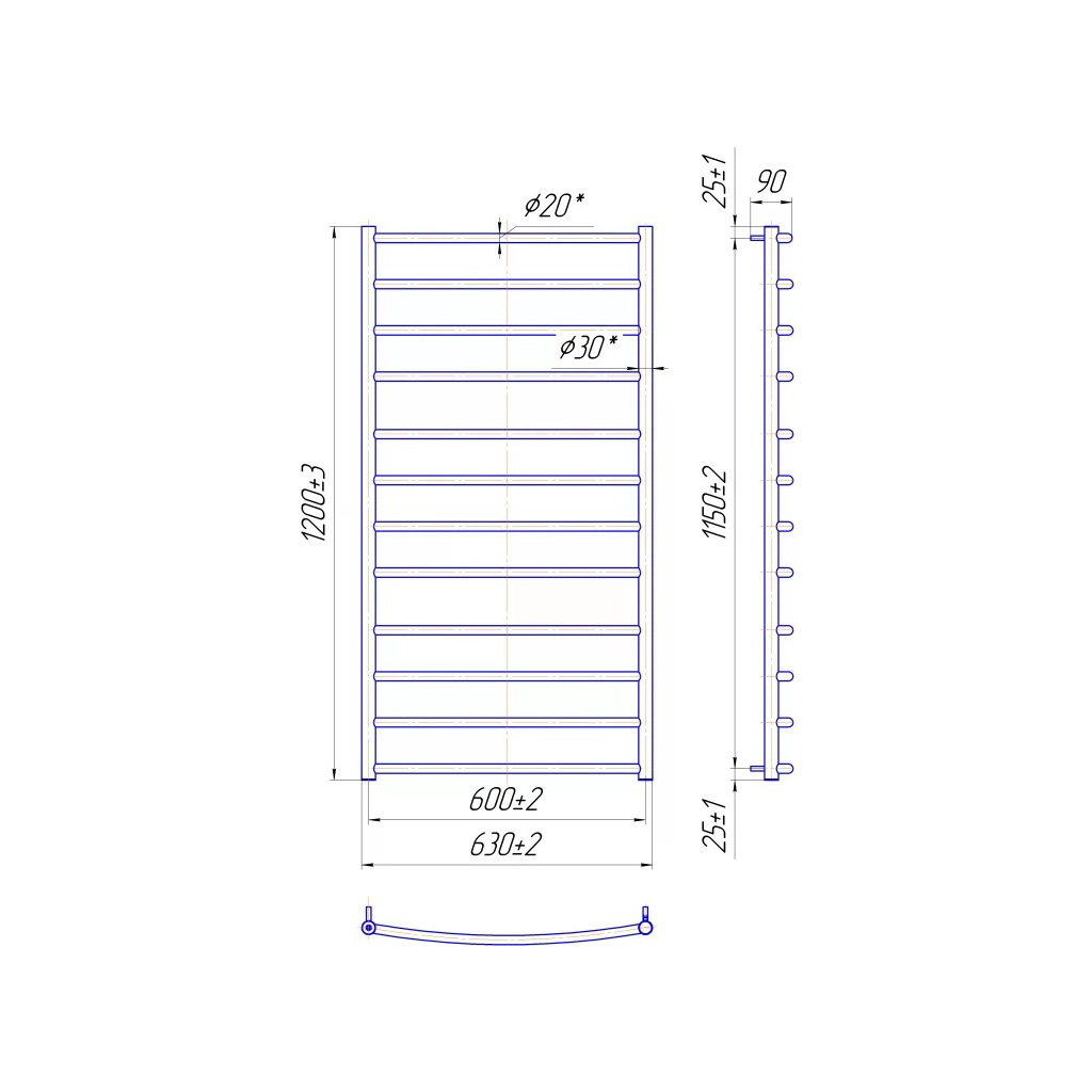 Сушарка для рушників MARIO Класік, 1200x630x120мм, нерж.сталь, хром (1.1.0111.01.P) - зображення 2