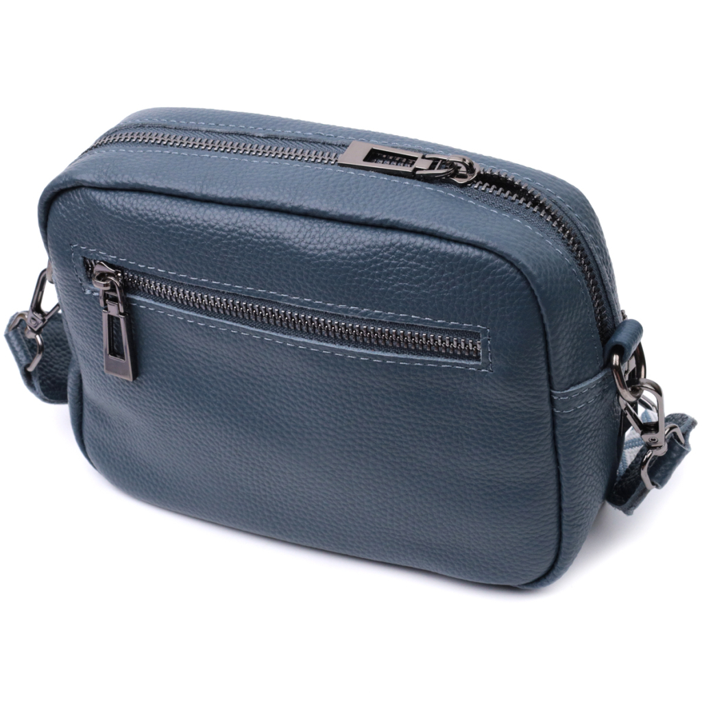 Сумка Vintage Жіноча з накладною кишенею з натуральної шкіри Синя (22641) - зображення 2