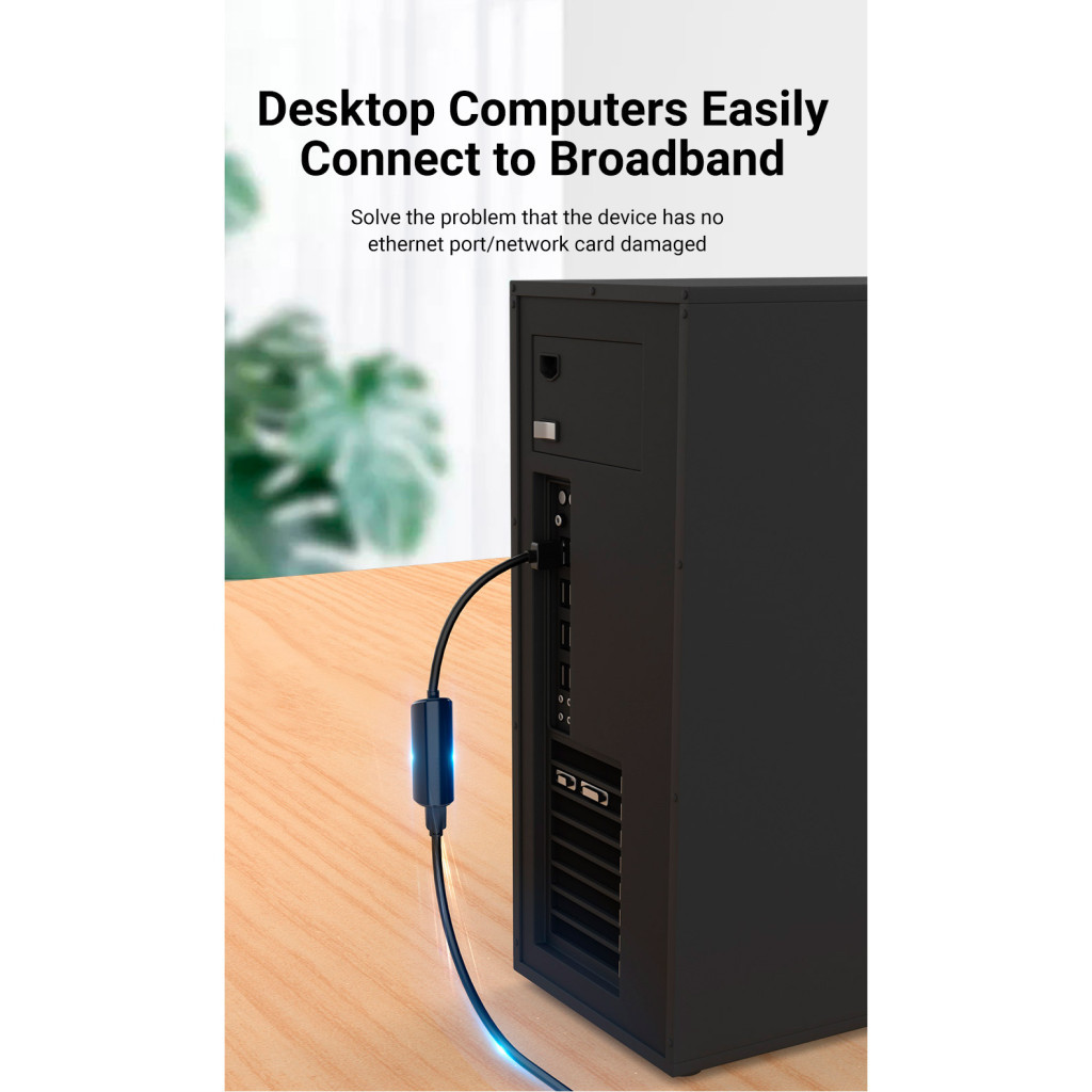 Перехідник USB 2.0 AM to RJ45 Ethernet 100Mbps Vention (CEGBB) - зображення 7