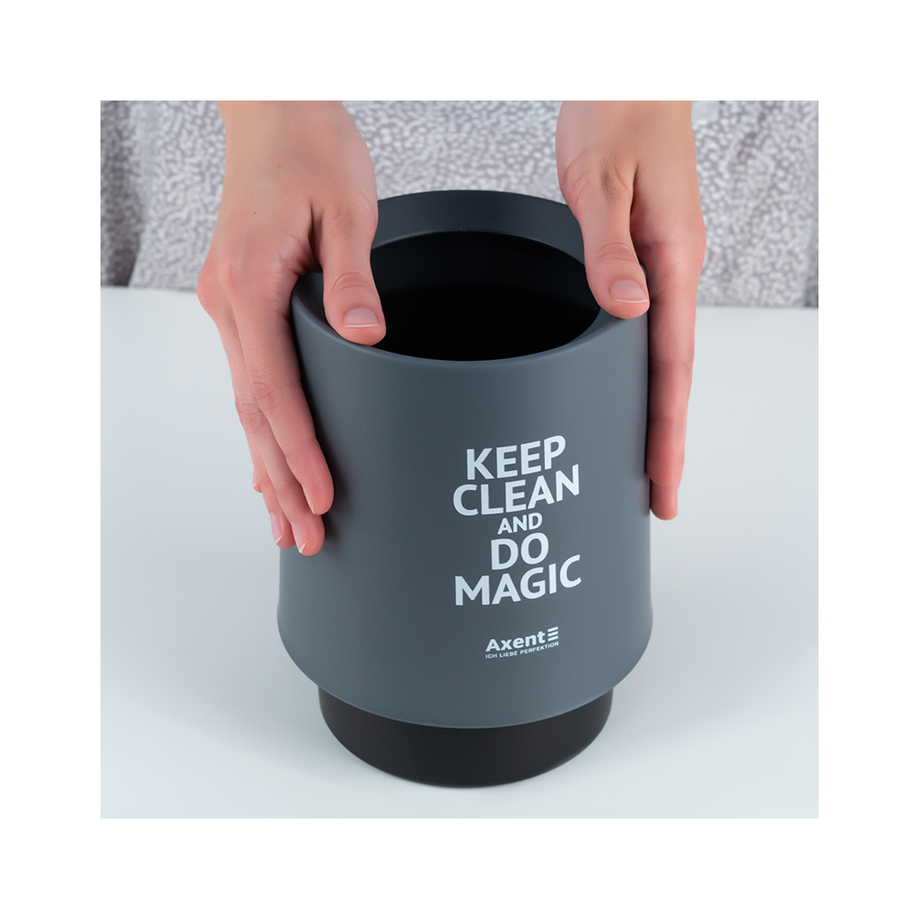 Кошик для паперів Axent Настільний контейнер для сміття, круглий, сірий (2131-03-A) - зображення 5