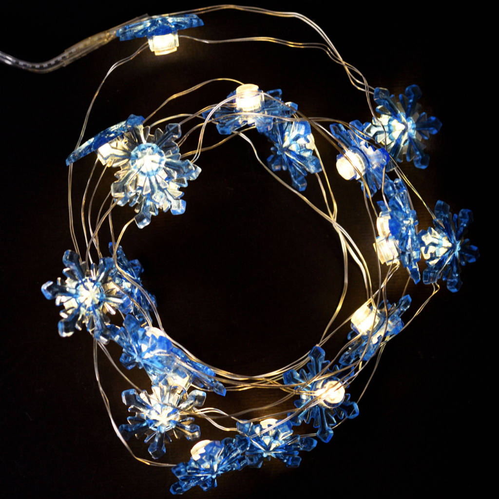 Гірлянда YES! Fun На мідному дроті Сніжинки 20 LED Тепло-біла 2.2 м На батарейках (801212) - зображення 3