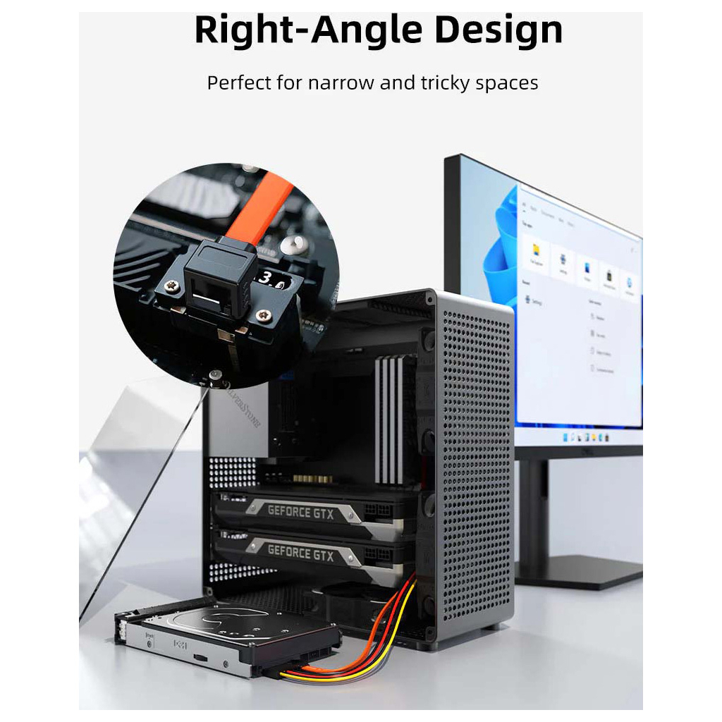 Кабель для передачі даних SATA III 0.5m 90° corner Cabletime (CA915903) - зображення 5