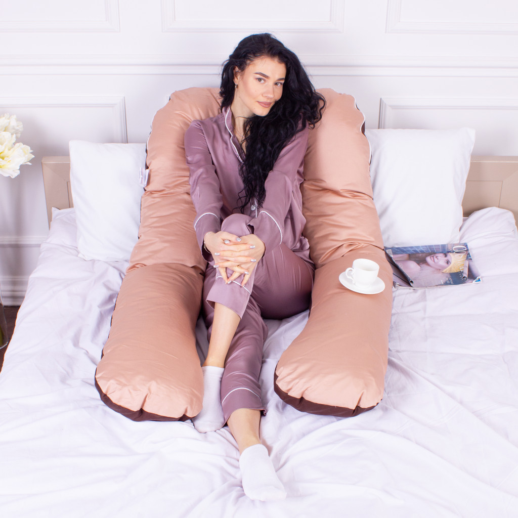 Подушка MirSon для вагітних та відпочинку Delicate Satin №8028 U-подібна Cappuccino (2200006178668) - изображение 7