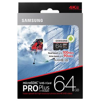 Карта пам'яті Samsung 64GB microSD class 10 PRO PLUS UHS-I G3 (MB-MD64GA/RU) - зображення 4